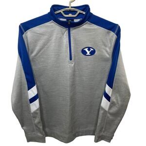 Colosseum BYU Men’s Gray & Blue Sweatshirt Long Sleeve 1/4 Zip Size Large